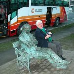 Michael posing next to the statue of his favorite poet, Patrick Kavanagh, on the banks of the Grand Canal