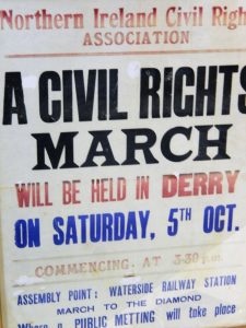 A poster announcing a civil rights march in Derry during The Troubles